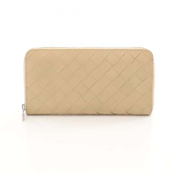 BOTTEGA VENETA Accessories - Bottega Veneta Intrecciato Round Long Wallet, Leather, Women's, Beige